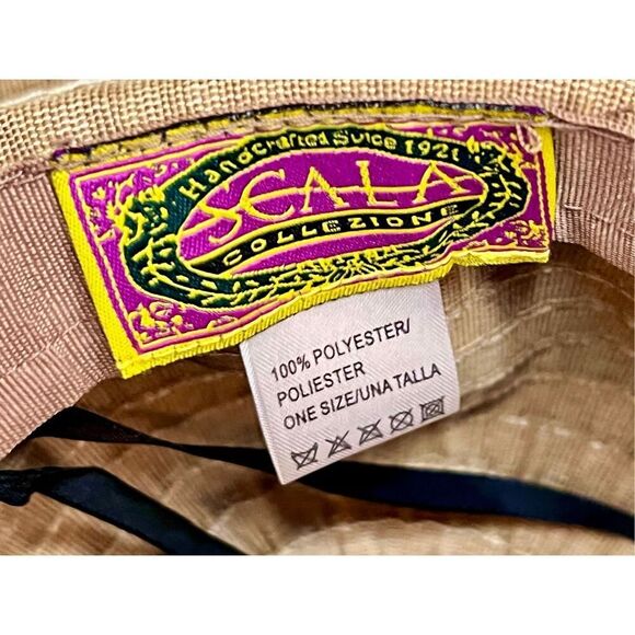 Scala Sun Hat Tan OS One Size Floppy Brim Packable Beach Wedding Summer Shade - Picture 7 of 7